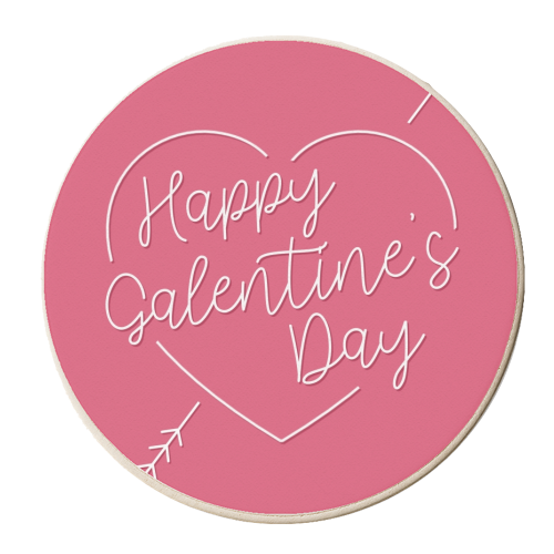 Galentine's day heart print in pink - personalised beer coaster by The Girl Next Draw