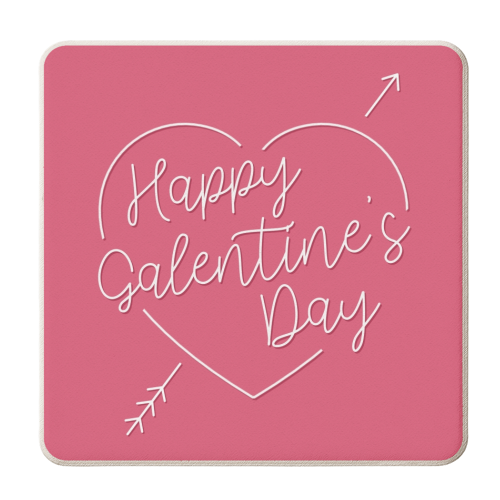 Galentine's day heart print in pink - personalised beer coaster by The Girl Next Draw