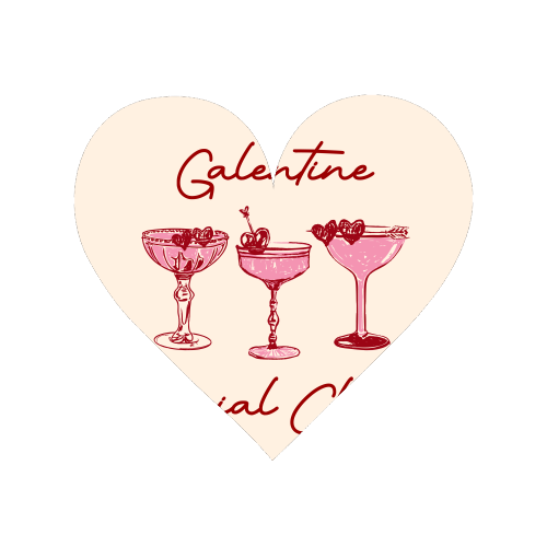 Galentines Social Club Pink Heart Valentine Cocktails - Magnet by EZbie