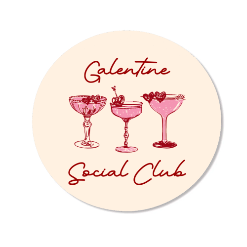 Galentines Social Club Pink Heart Valentine Cocktails - Magnet by EZbie