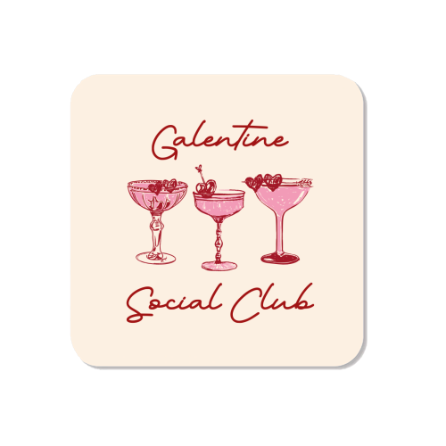 Galentines Social Club Pink Heart Valentine Cocktails - Magnet by EZbie