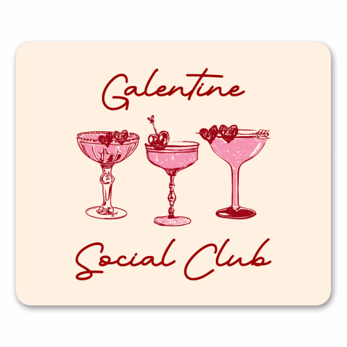 Galentines Social Club Pink Heart Valentine Cocktails - mouse mat by EZbie