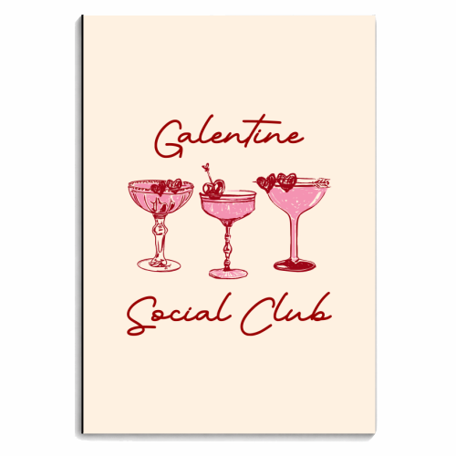 Galentines Social Club Pink Heart Valentine Cocktails - personalised A4, A5, A6 notebook by EZbie