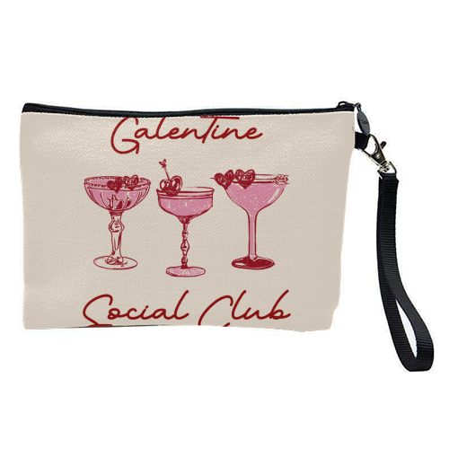 Galentines Social Club Pink Heart Valentine Cocktails - pretty makeup bag by EZbie