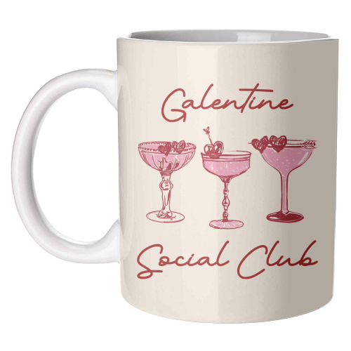 Galentines Social Club Pink Heart Valentine Cocktails - unique mug by EZbie