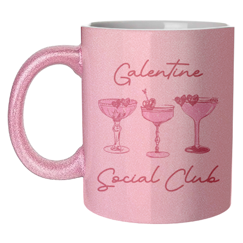 Galentines Social Club Pink Heart Valentine Cocktails - unique mug by EZbie