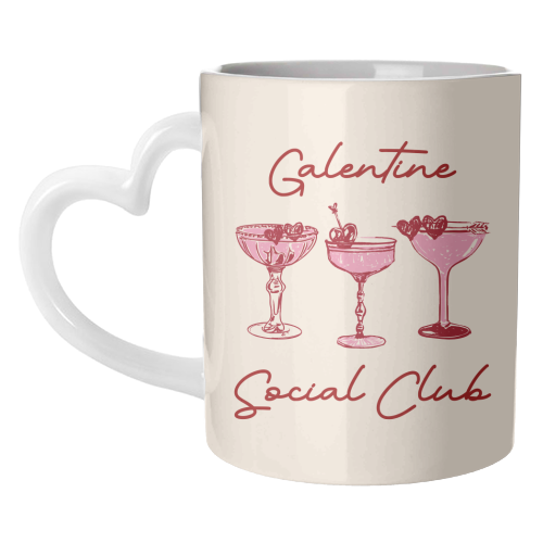Galentines Social Club Pink Heart Valentine Cocktails - unique mug by EZbie