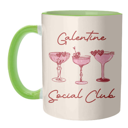 Galentines Social Club Pink Heart Valentine Cocktails - unique mug by EZbie