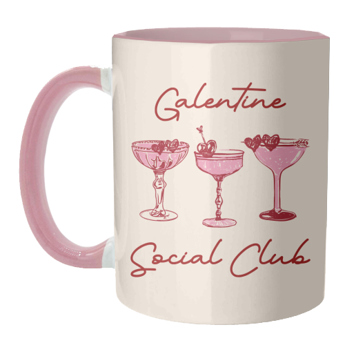 Galentines Social Club Pink Heart Valentine Cocktails - unique mug by EZbie