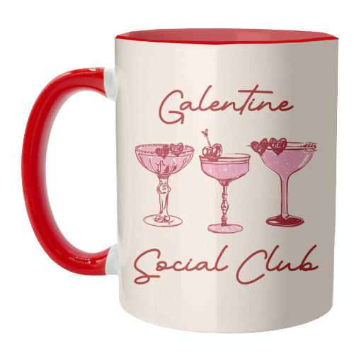Galentines Social Club Pink Heart Valentine Cocktails - unique mug by EZbie