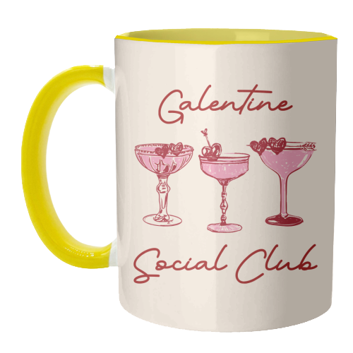 Galentines Social Club Pink Heart Valentine Cocktails - unique mug by EZbie