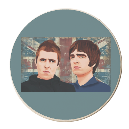 Gallagher brothers Oasis inspired design - personalised beer coaster by Giddy Kipper