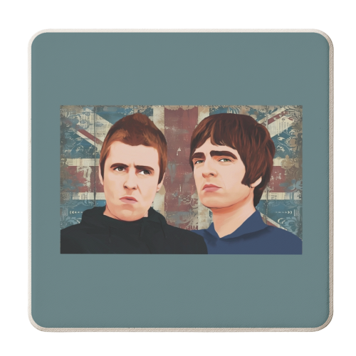 Gallagher brothers Oasis inspired design - personalised beer coaster by Giddy Kipper