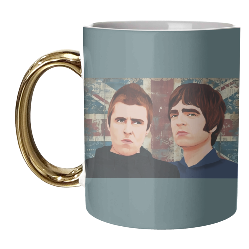 Gallagher brothers Oasis inspired design - unique mug by Giddy Kipper