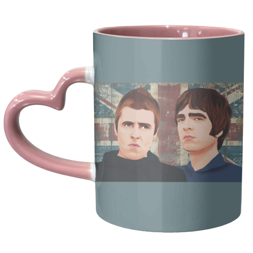 Gallagher brothers Oasis inspired design - unique mug by Giddy Kipper