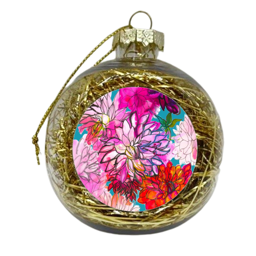 Garden of Dahlias - xmas bauble by Marcella Wylie
