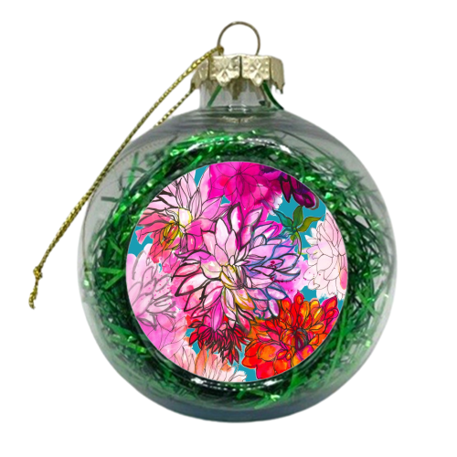 Garden of Dahlias - xmas bauble by Marcella Wylie