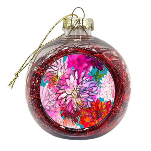 Garden of Dahlias - xmas bauble by Marcella Wylie