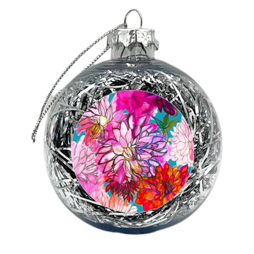 Garden of Dahlias - xmas bauble by Marcella Wylie