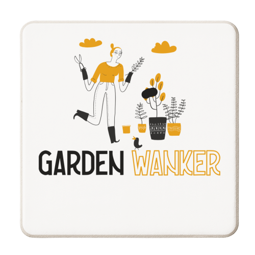Garden wanker - green fingers - gardening / female / funny - personalised beer coaster by UKVanlife