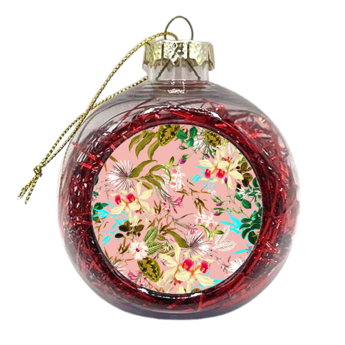 Gardenia | Vintage Botanical Nature Pattern | Blush Boho Plants Garden Floral - xmas bauble by Uma Prabhakar Gokhale