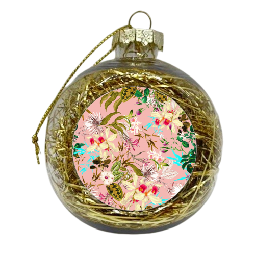 Gardenia | Vintage Botanical Nature Pattern | Blush Boho Plants Garden Floral - xmas bauble by Uma Prabhakar Gokhale