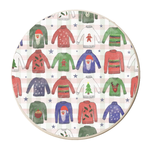 Garish Christmas Jumpers - personalised beer coaster by Sarah Leeves