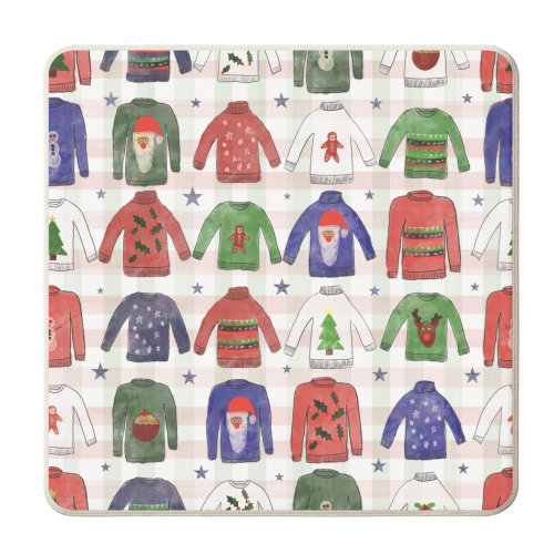 Garish Christmas Jumpers - personalised beer coaster by Sarah Leeves