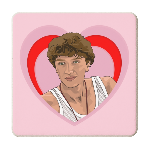 Gavin heart - personalised beer coaster by The Girl Next Draw