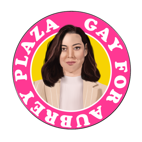 Gay for Aubrey Plaza - Circle Sticker by AbiGoLucky