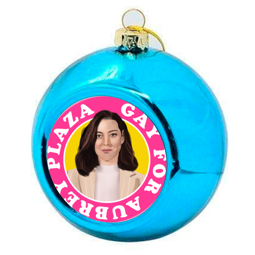 Gay for Aubrey Plaza - colourful christmas bauble by AbiGoLucky