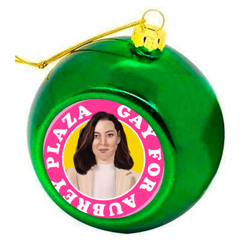 Gay for Aubrey Plaza - colourful christmas bauble by AbiGoLucky