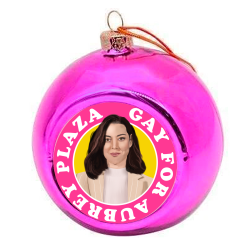 Gay for Aubrey Plaza - colourful christmas bauble by AbiGoLucky