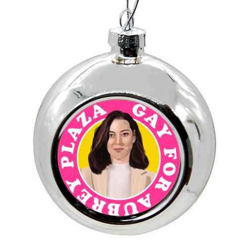 Gay for Aubrey Plaza - colourful christmas bauble by AbiGoLucky