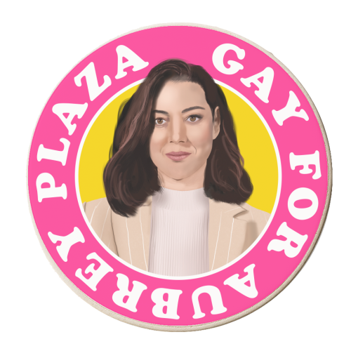 Gay for Aubrey Plaza - personalised beer coaster by AbiGoLucky