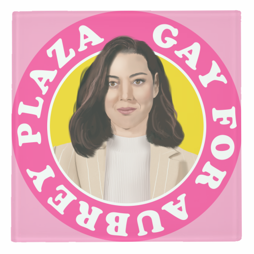Gay for Aubrey Plaza - personalised beer coaster by AbiGoLucky