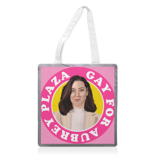 Gay for Aubrey Plaza - printed canvas tote bag by AbiGoLucky