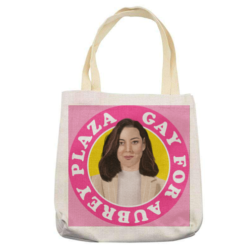 Gay for Aubrey Plaza - printed canvas tote bag by AbiGoLucky