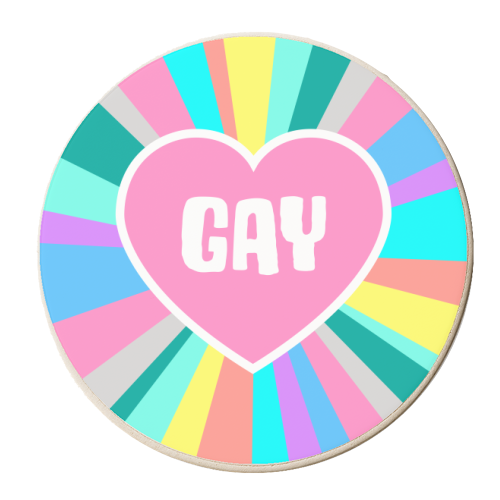 Gay Pink Heart - personalised beer coaster by Adam Regester