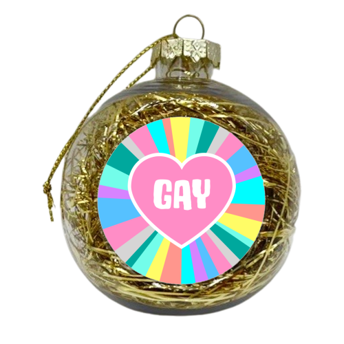 Gay Pink Heart - xmas bauble by Adam Regester