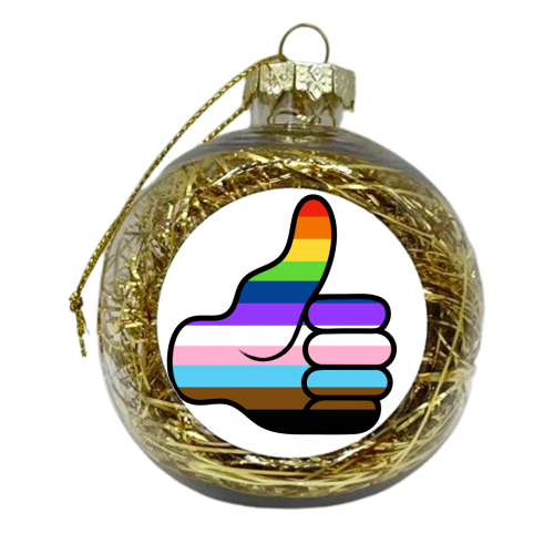 Gay Pride Rainbow Thumbs Up - xmas bauble by Adam Regester
