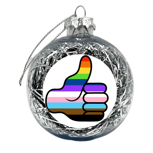 Gay Pride Rainbow Thumbs Up - xmas bauble by Adam Regester