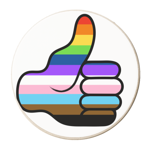 Gay Pride Rainbow Thumbs Up - personalised beer coaster by Adam Regester