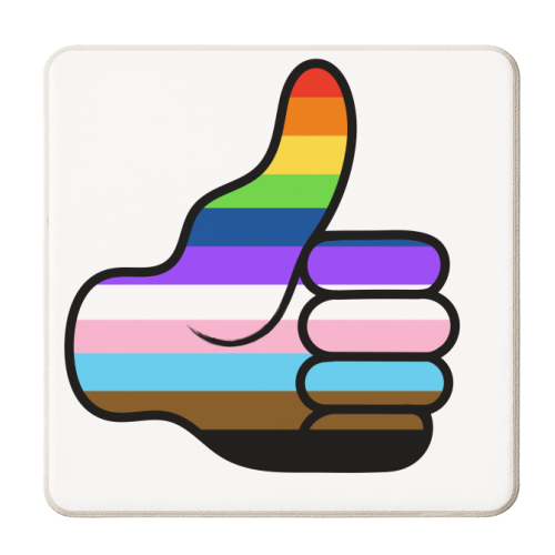 Gay Pride Rainbow Thumbs Up - personalised beer coaster by Adam Regester