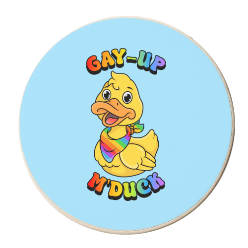 Gay-Up M'Duck - personalised beer coaster by Amy Farmer