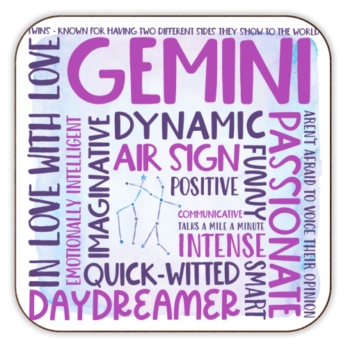 Gemini - personalised beer coaster by All About Words Designs