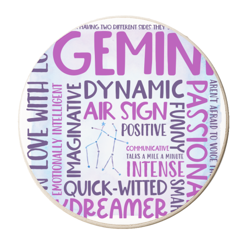 Gemini - personalised beer coaster by All About Words Designs