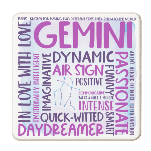 Gemini - personalised beer coaster by All About Words Designs