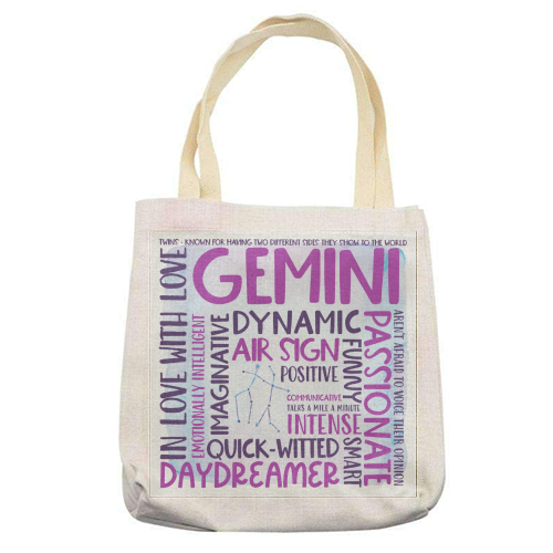 Gemini - printed canvas tote bag by All About Words Designs