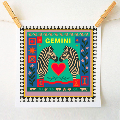 Gemini star sign - A1 - A4 art print by Wallace Elizabeth